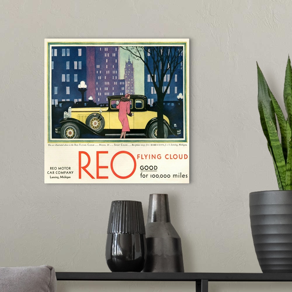 A modern room featuring 1930's USA Reo Magazine Advert