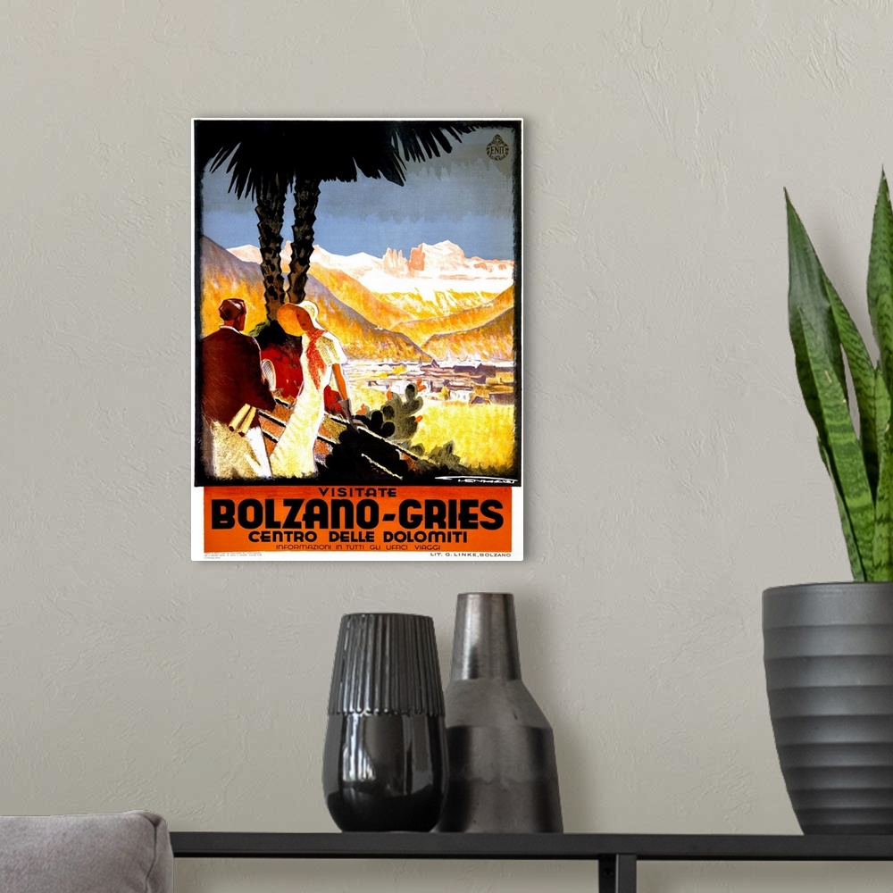 A modern room featuring Visitate Bolzano Gries, Vintage Poster, by Granz Lenhart