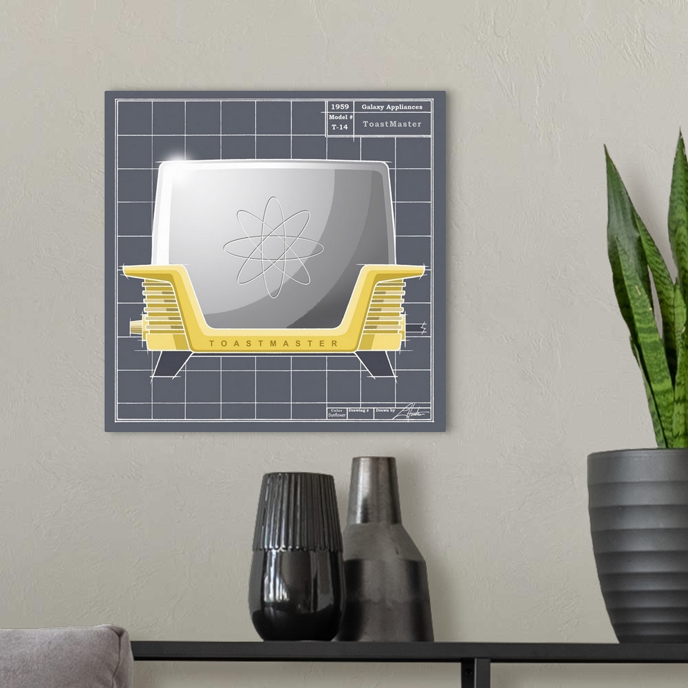 A modern room featuring Galaxy Toaster - Sunflower