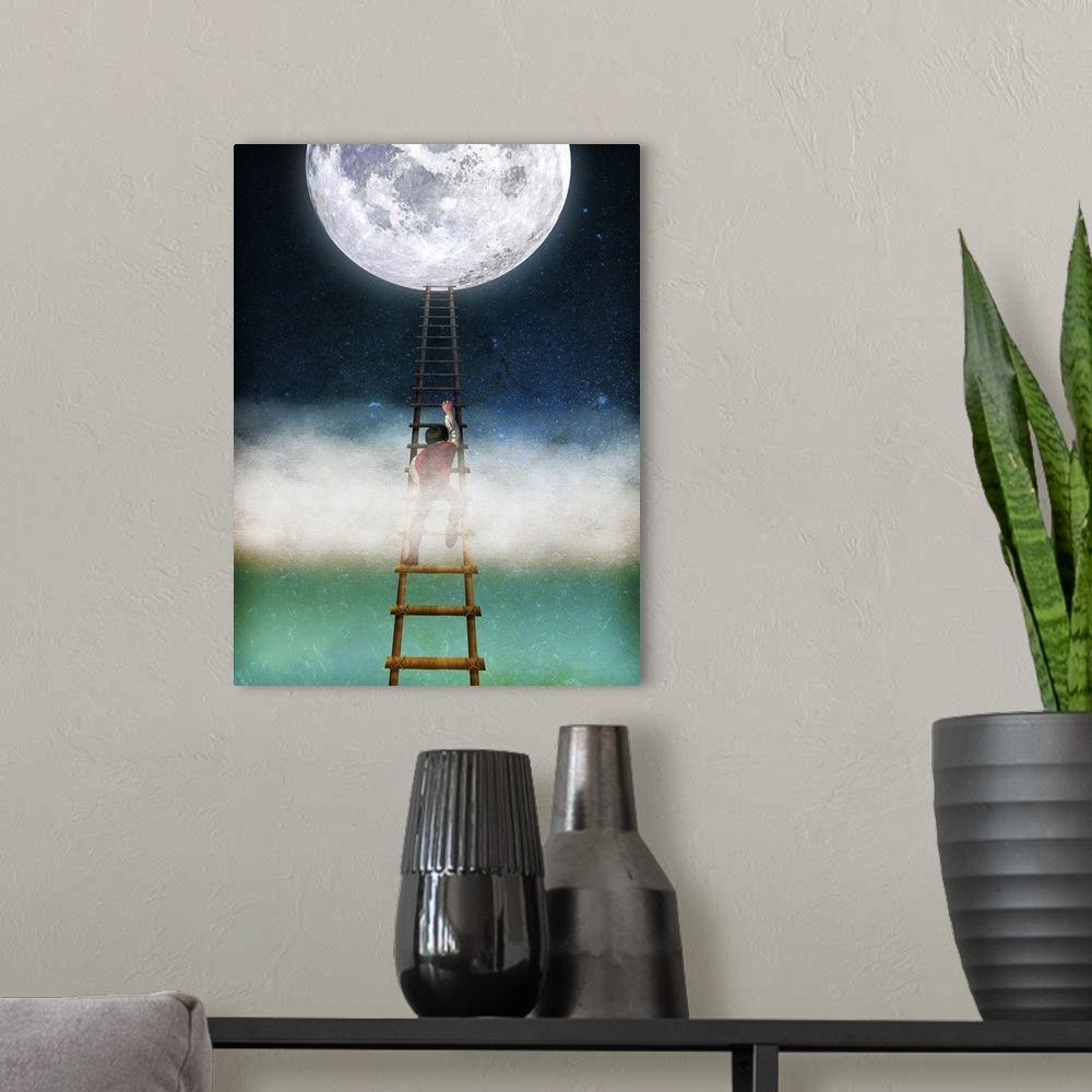 A modern room featuring Reach for the Moon