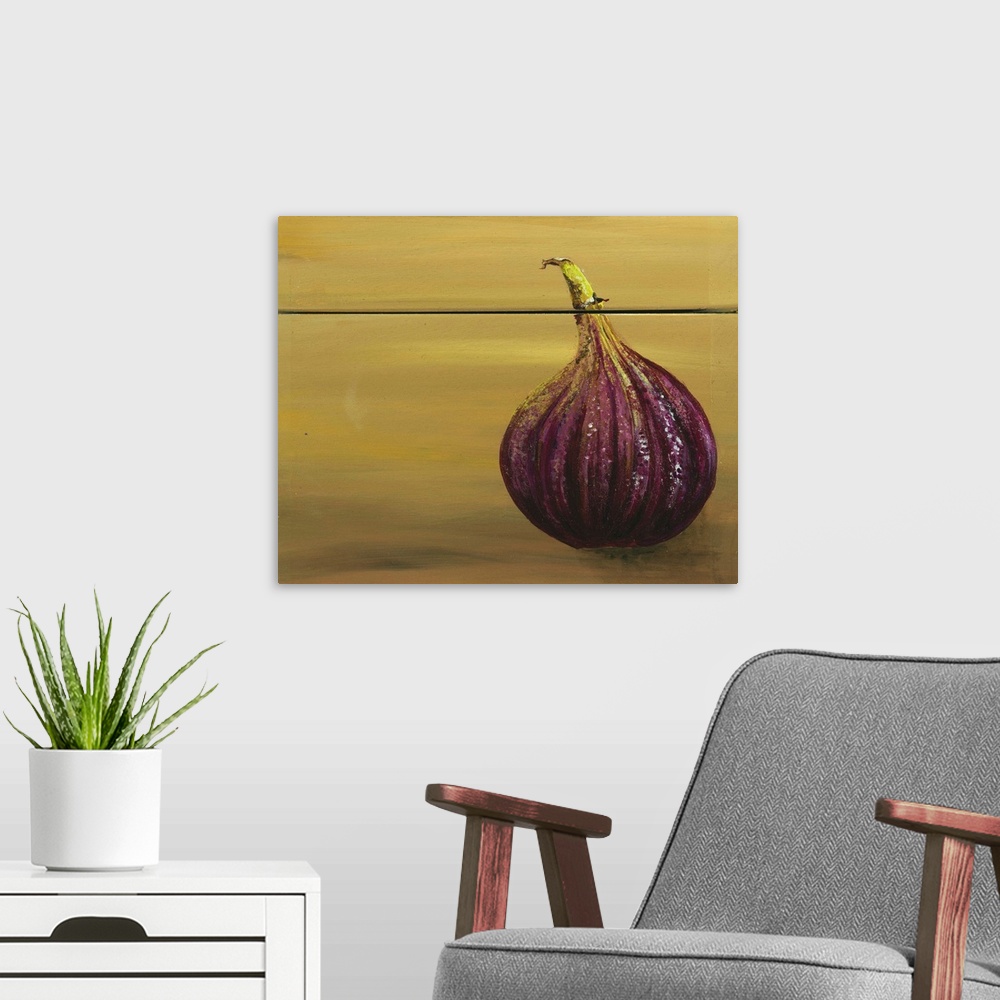 A modern room featuring Red Onion on a box