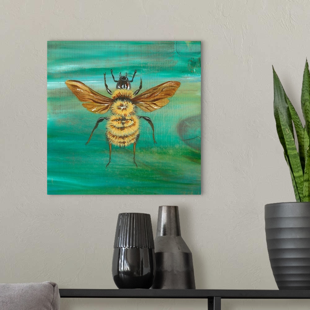 A modern room featuring Yellow Bumble Bee