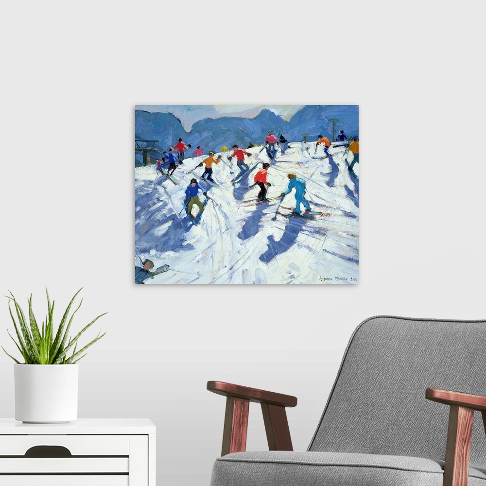 A modern room featuring Busy Ski Slope, Lofer, 2004