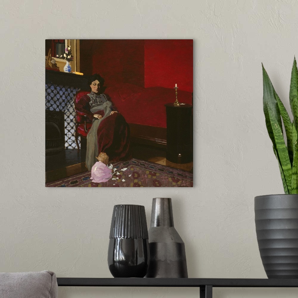 A modern room featuring Madame Vallotton and her Niece, Germaine Aghion, 1899, oil on artist's board.