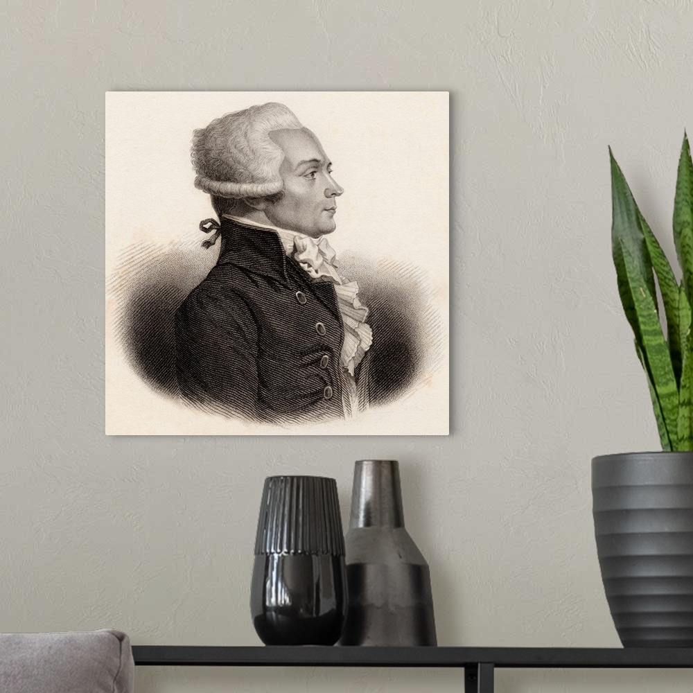 A modern room featuring Maximilien Robespierre,1758-1794.  Jacobin leader during French Revolution. 19th century print en...