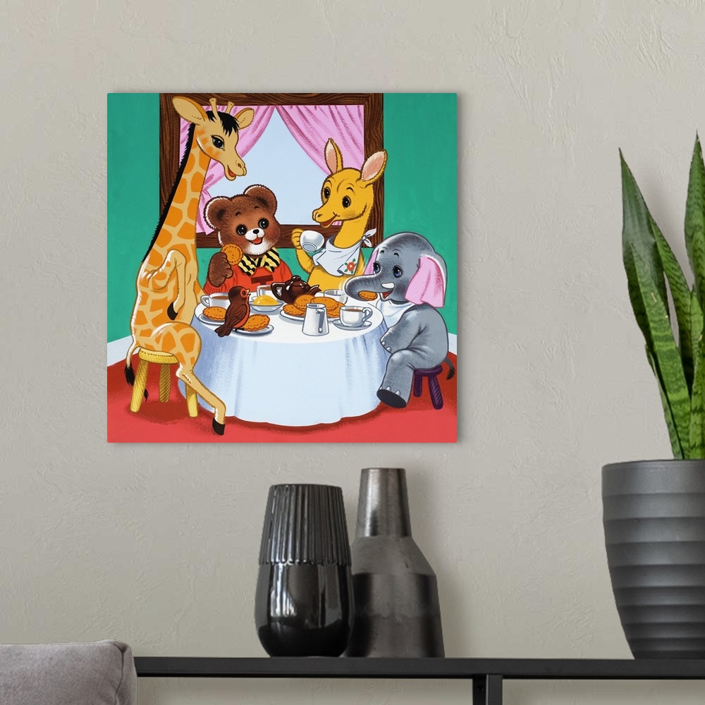 A modern room featuring Teddy Bear's Tea Party