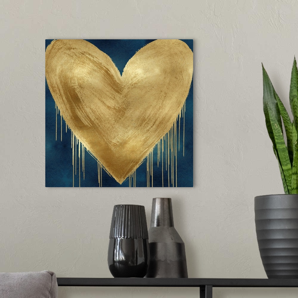 A modern room featuring Big Hearted Gold on Teal