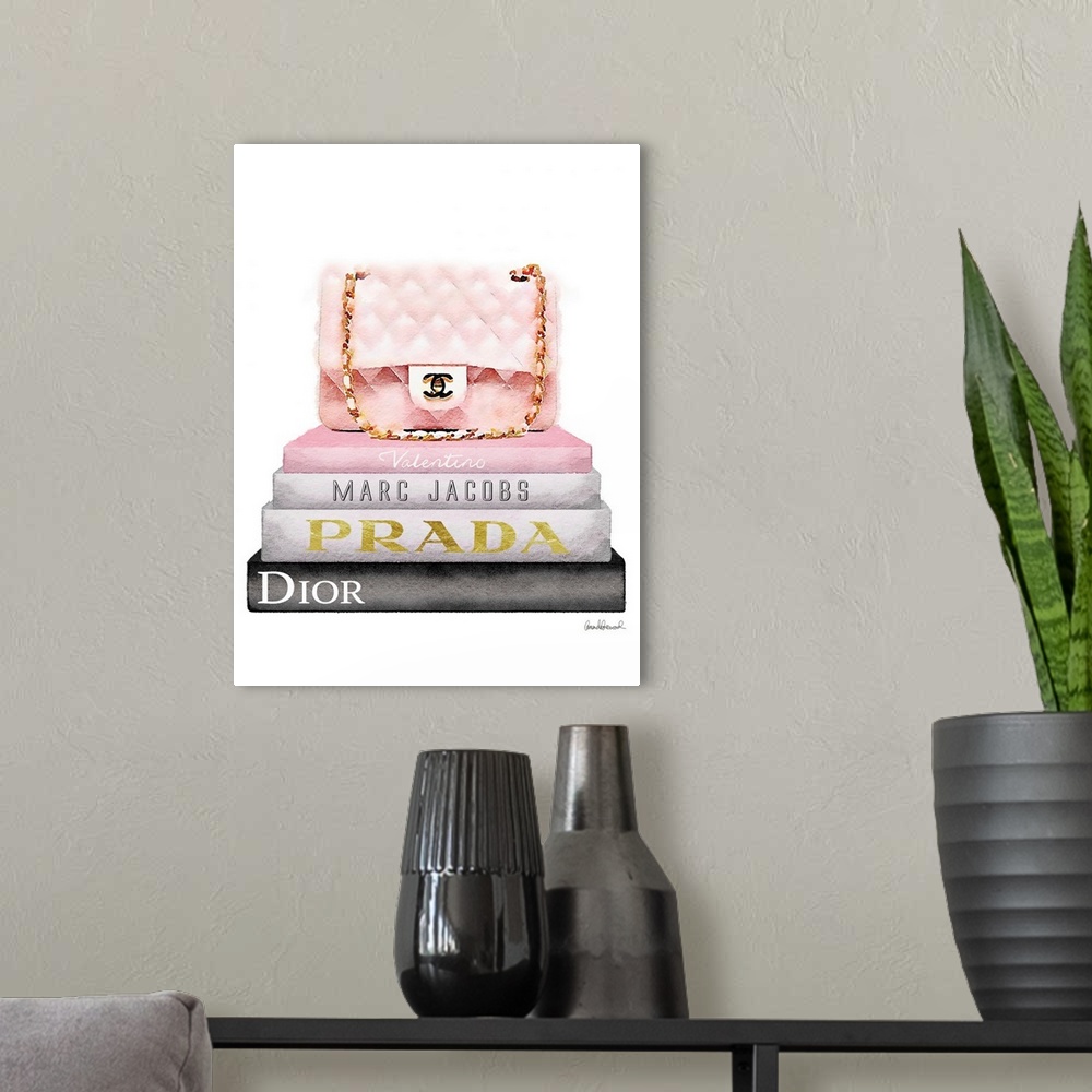 Designer Bag with Bookstack Canvas Wall Art Sold by at Home