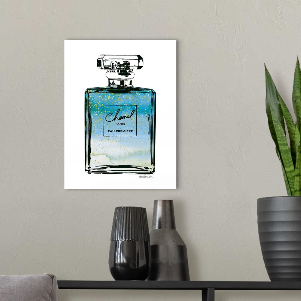 Perfume in Blue Ombre Glitter Wall Art, Canvas Prints, Framed Prints, Wall  Peels
