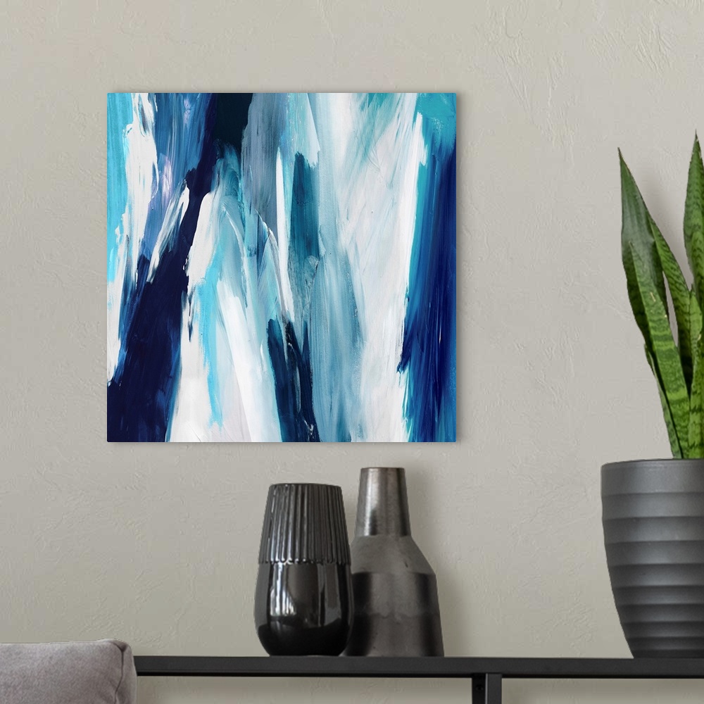 A modern room featuring Abstract Blend Blues II