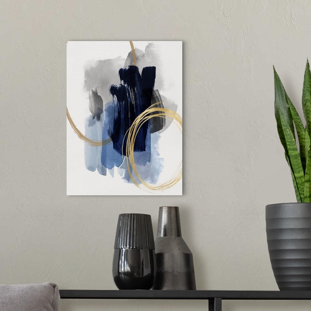 A modern room featuring Abstract Motion Blue II X