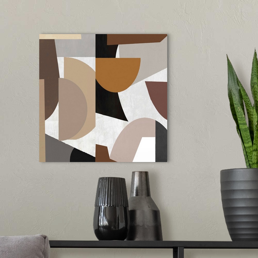 A modern room featuring Abstract Shapes Brown Square
