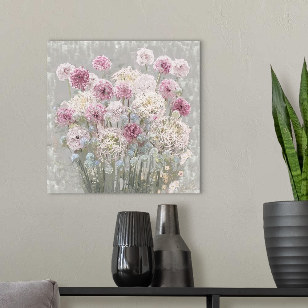 A modern room featuring Flower Collage V