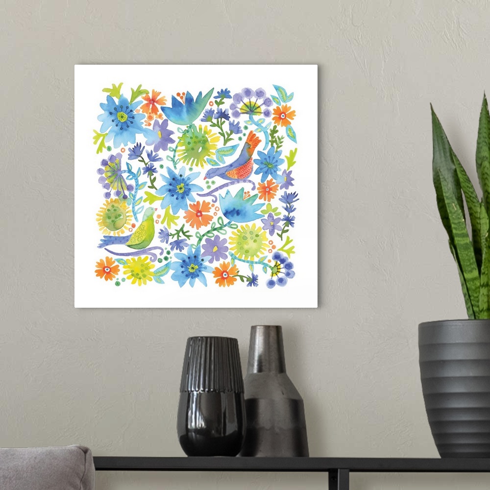 A modern room featuring These bright, splashy flowers add a colorful pop to your home decor!