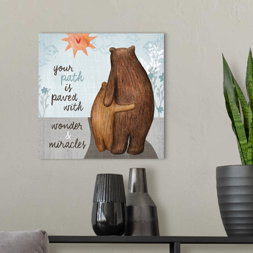 A modern room featuring Sweet image of hugging bears is a perfect sweet touch to any child's bedroom.