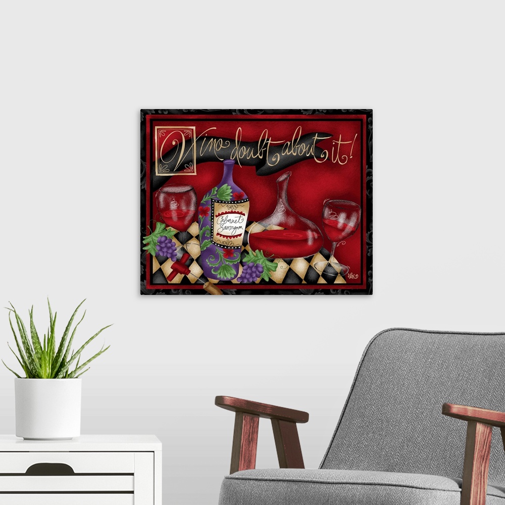 A modern room featuring Rich red color of cabernet is the star in this scene