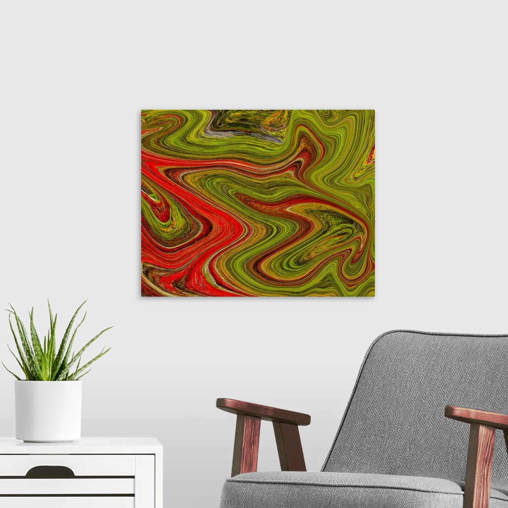 A modern room featuring Abstract swirl