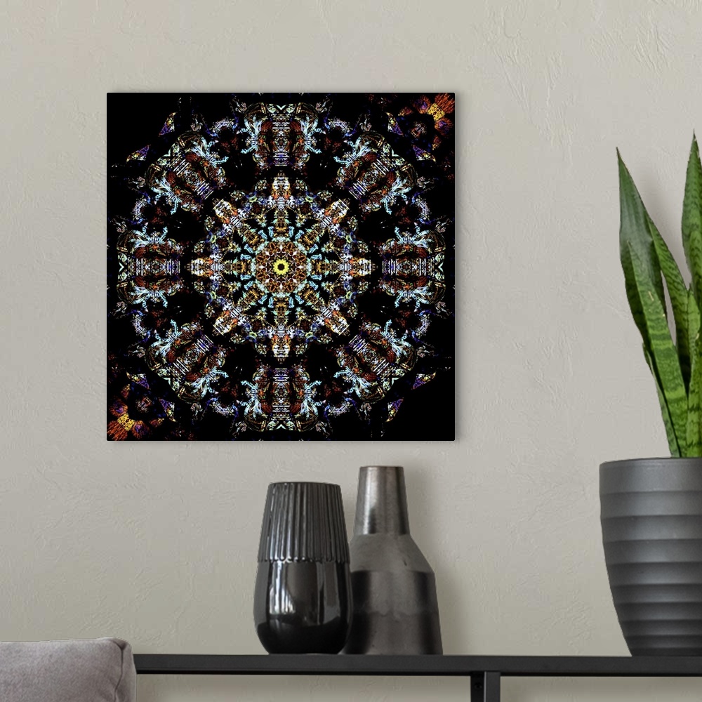 A modern room featuring Colorful Kaleidoscope - Black