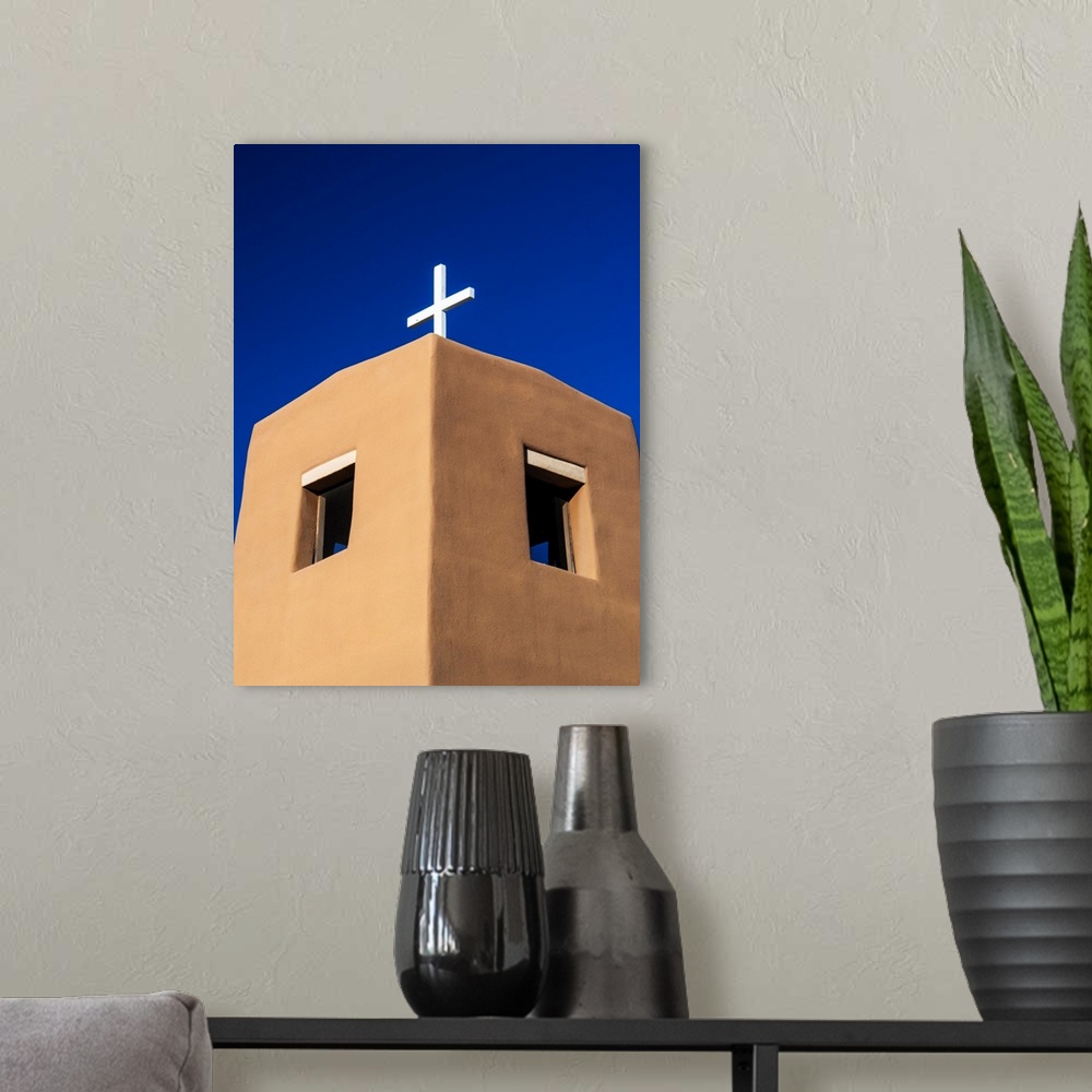 A modern room featuring North America, USA, New Mexico, Exterior facade of Sacred Heart Church in Nambe New Mexico