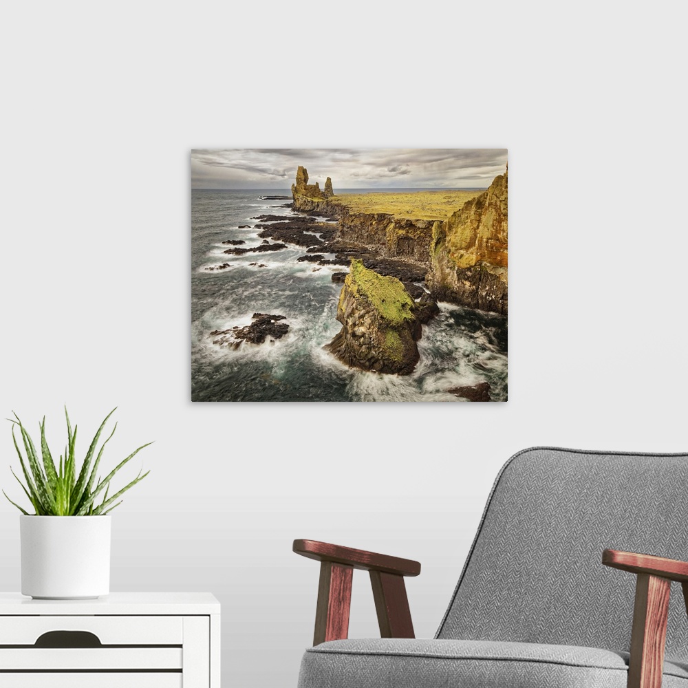 A modern room featuring Iceland, Snaefellsnes Peninsula, Londrangar Cliffs