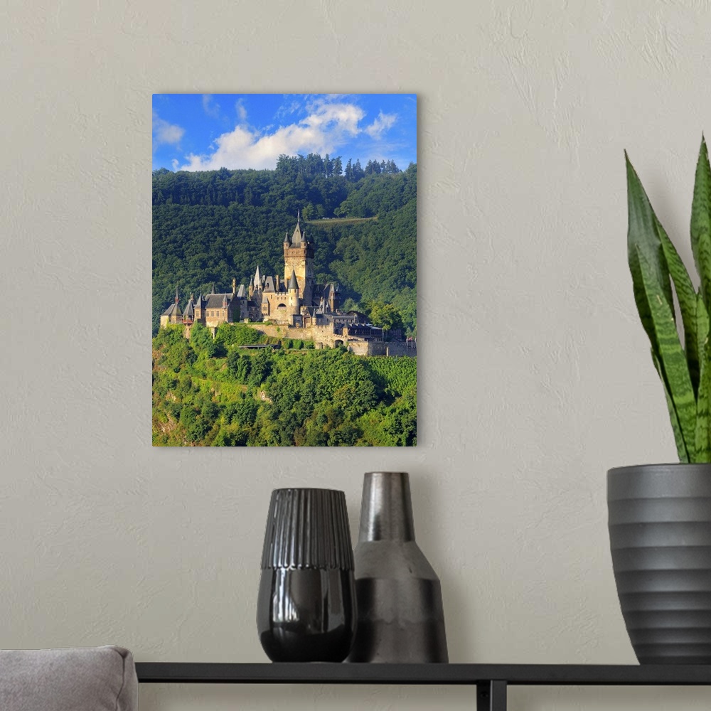 A modern room featuring Germany, Rhineland-Palatinate, Moselle Valley, Moselle Wine Route, Cochem, Cochem Imperial Castle.
