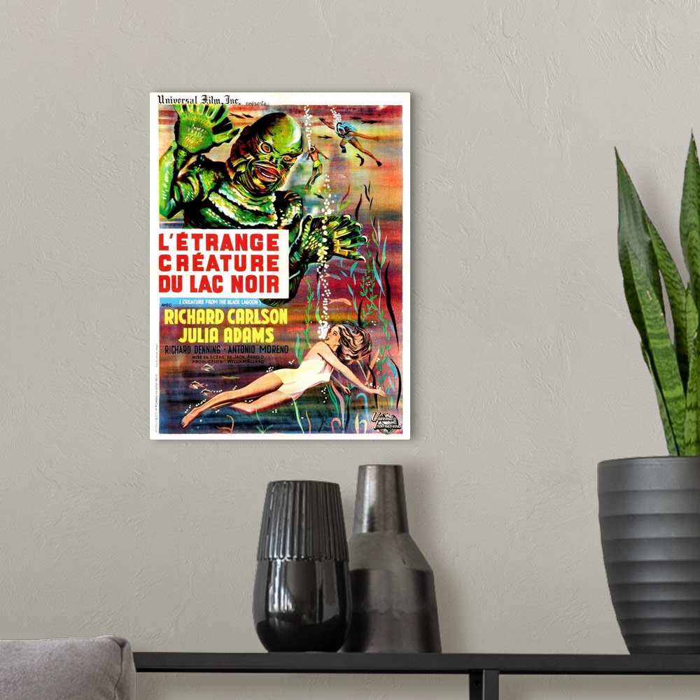 A modern room featuring Creature From The Black Lagoon, (AKA L'Etrange Creature Du Lac Noir), Top Left, As 'The Creature'...