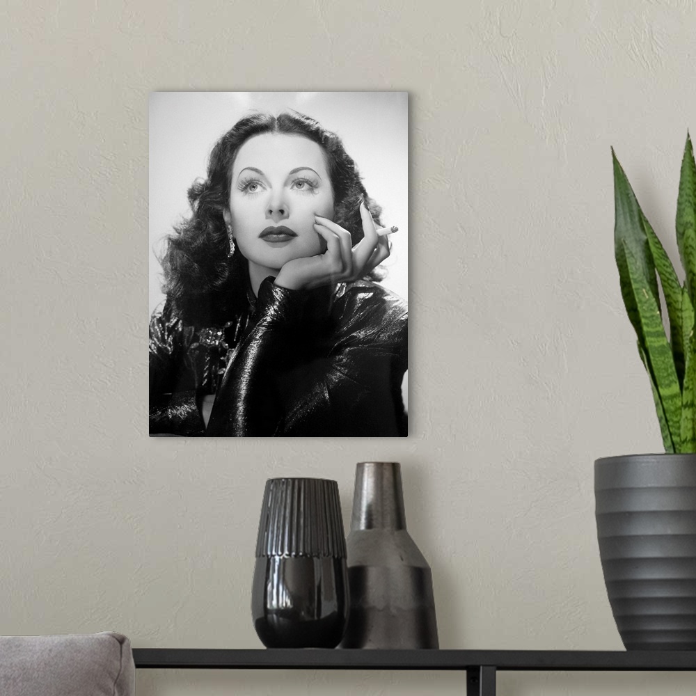 A modern room featuring Hedy Lamarr