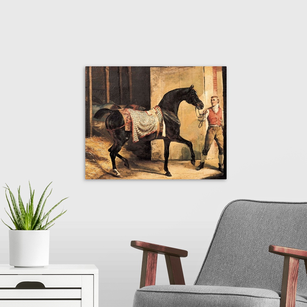 A modern room featuring Horse Going Out the Stable