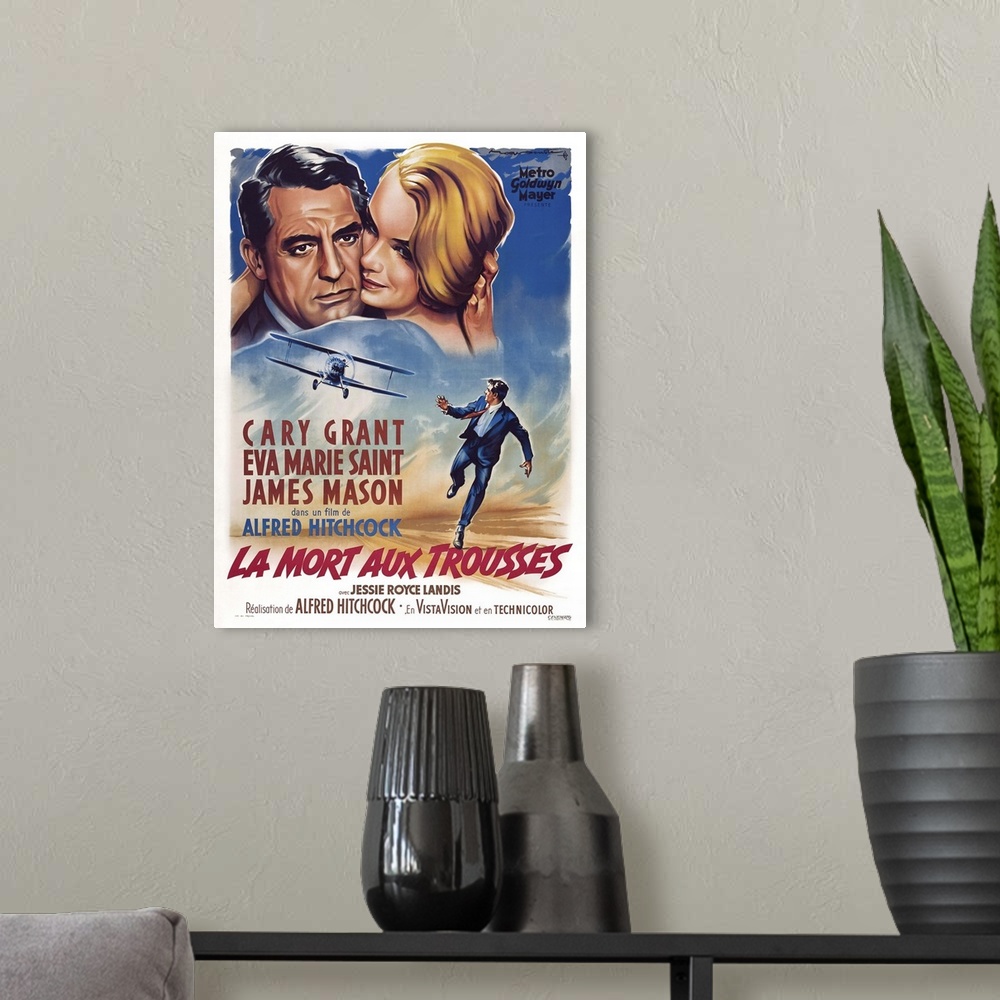A modern room featuring North By Northwest (French Poster)