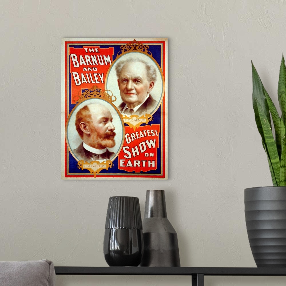 A modern room featuring Poster for Barnum