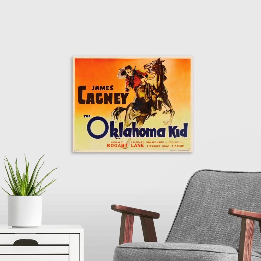 A modern room featuring The Oklahoma Kid - Vintage Movie Poster