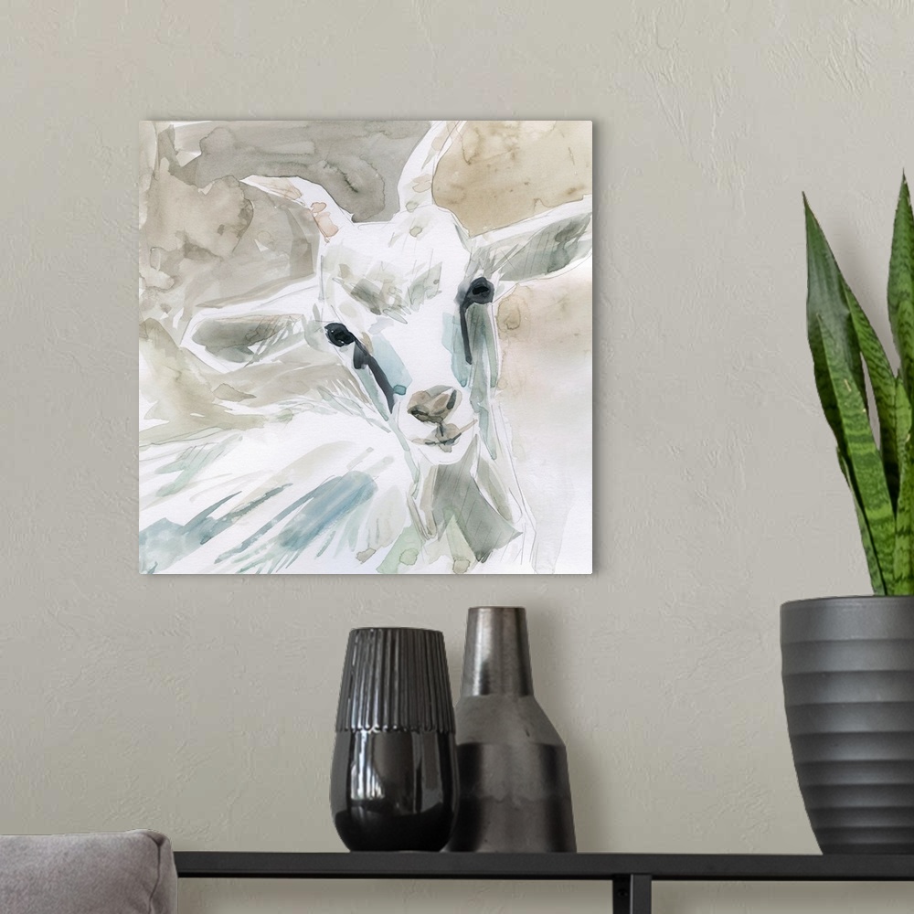 A modern room featuring Bill E. Goat