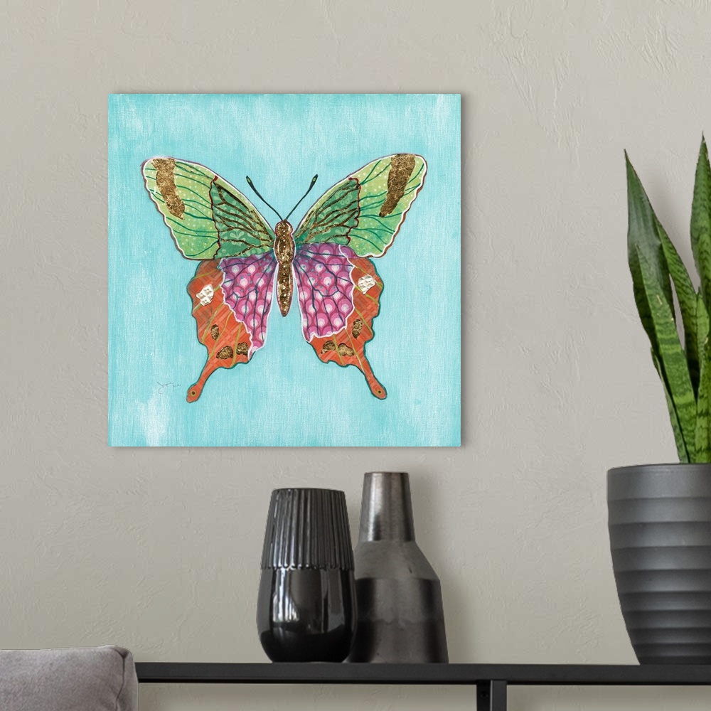 A modern room featuring Butterfly on Blue