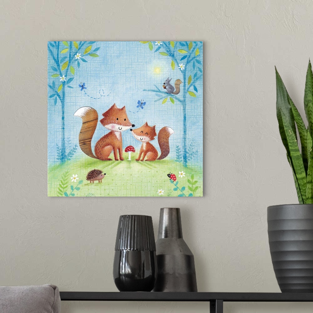 A modern room featuring Woodland Family Fox
