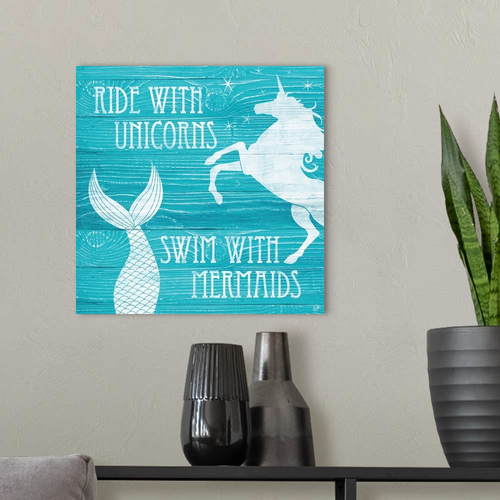 A modern room featuring Ride With Unicorns