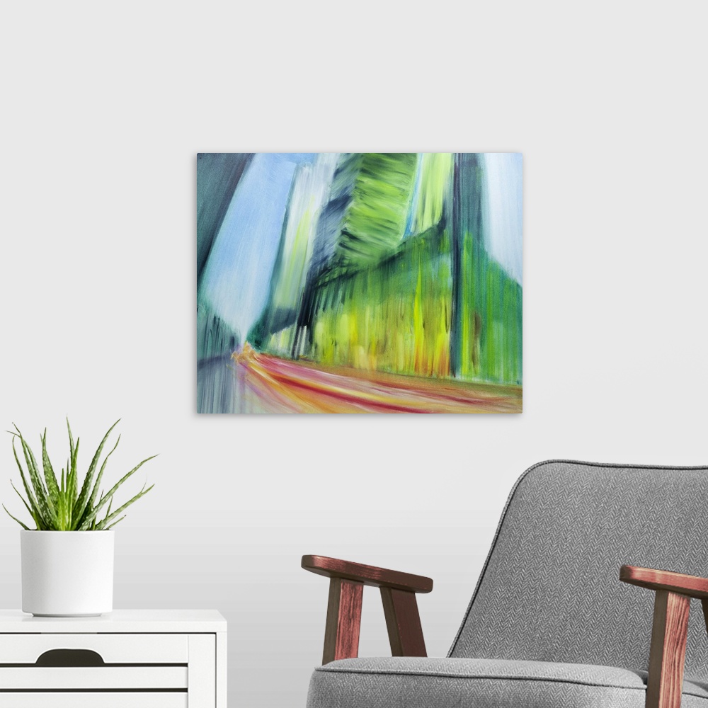 A modern room featuring Oil painting on canvas, based on a Park Ave, New York City location.