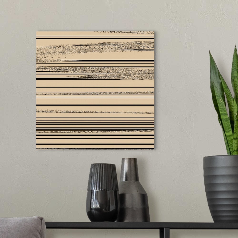 A modern room featuring Black and Beige Striped Abstract