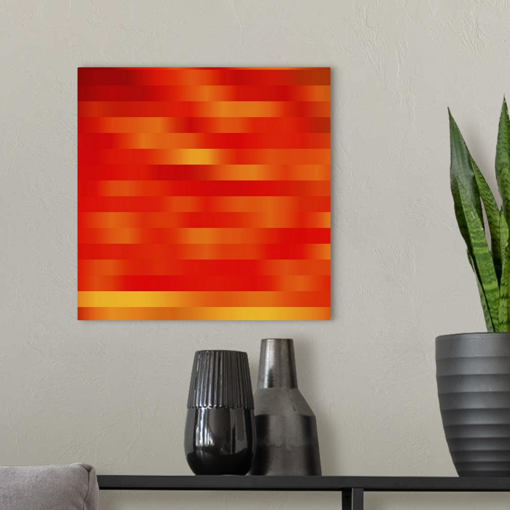 A modern room featuring Blurred Red and Yellow Checkered Abstract