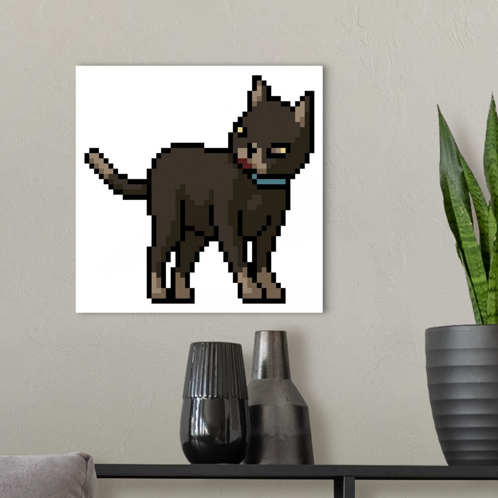 A modern room featuring Cat Pixel Art