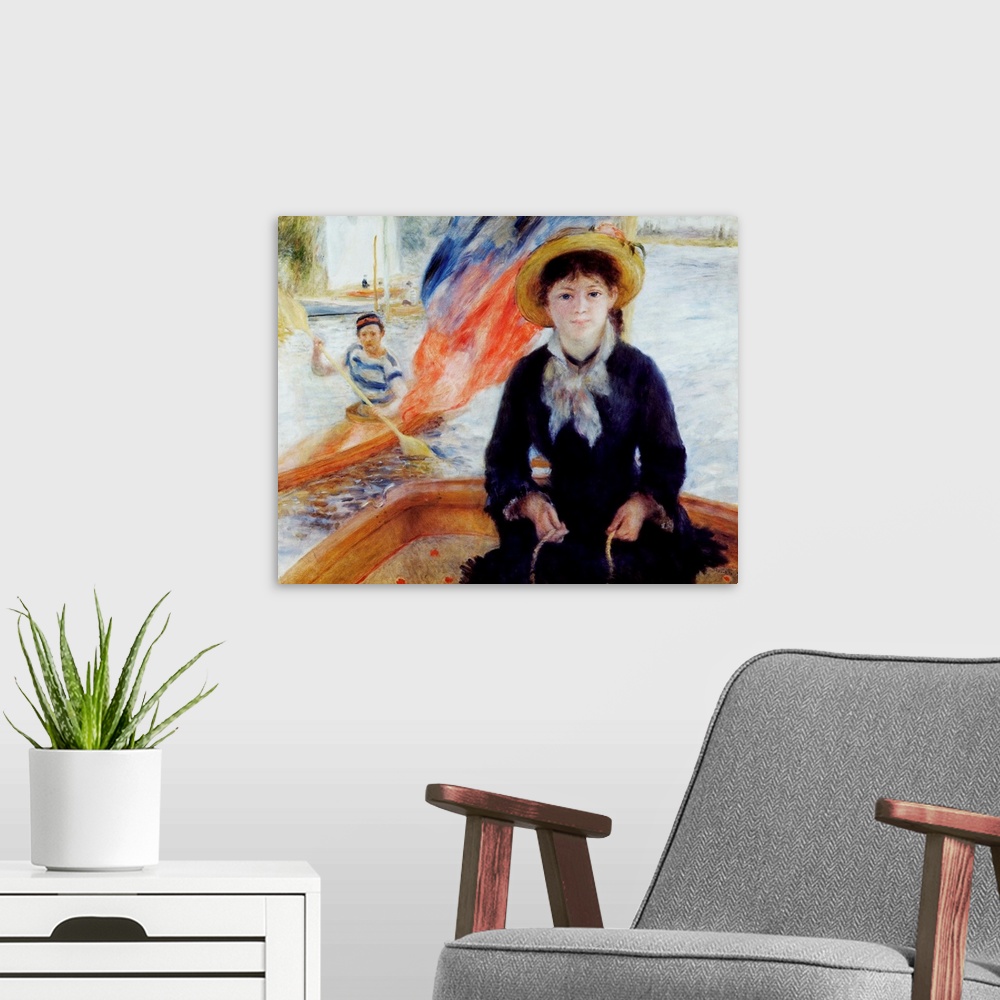 A modern room featuring In A Dinghy By Pierre-Auguste Renoir