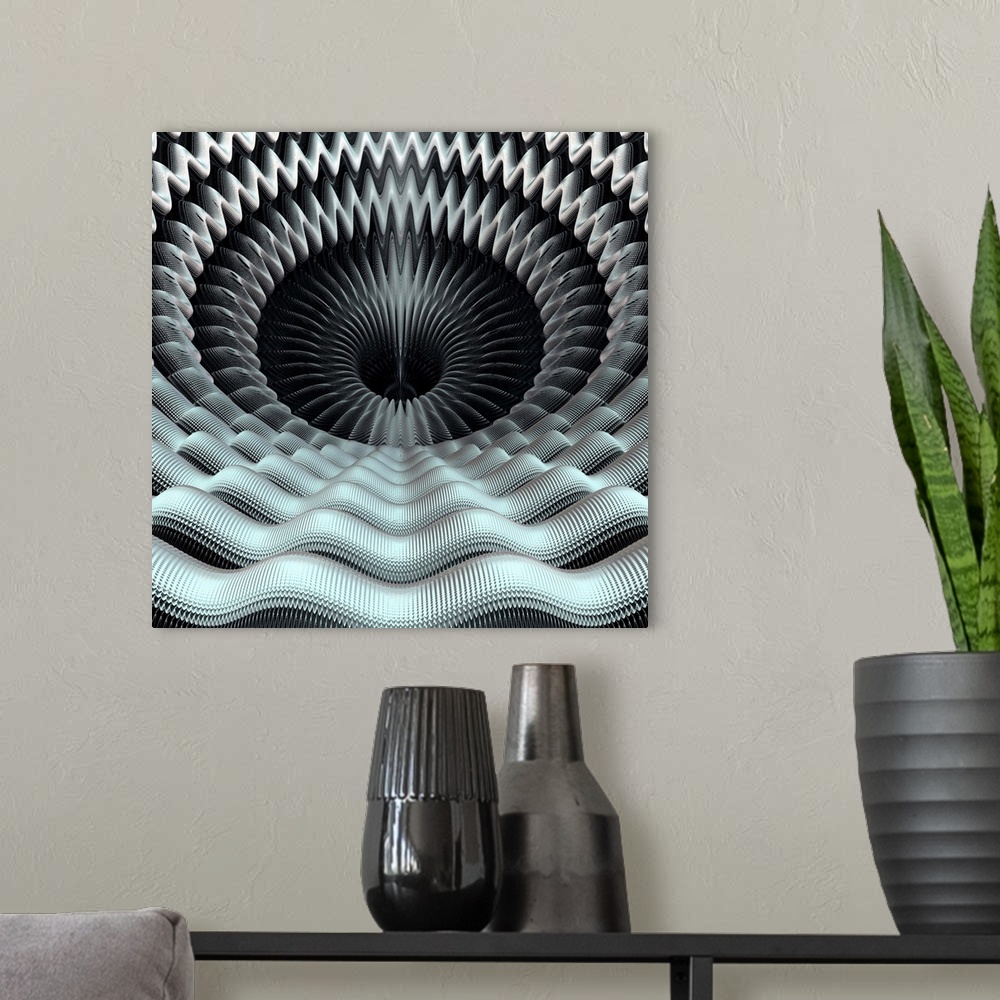 A modern room featuring Mandelbulb fractal. Computer-generated image of a three-dimensional analogue derived form a Mande...