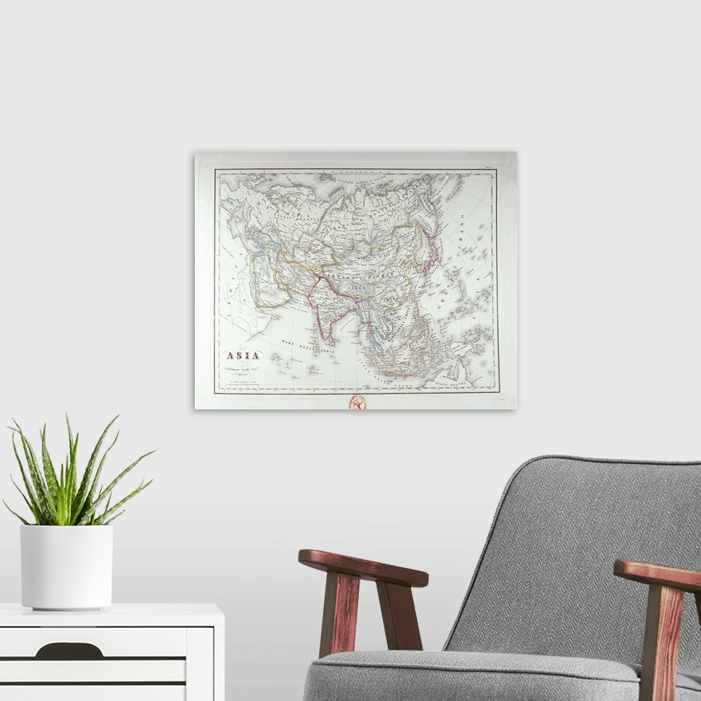 A modern room featuring Map of Asia