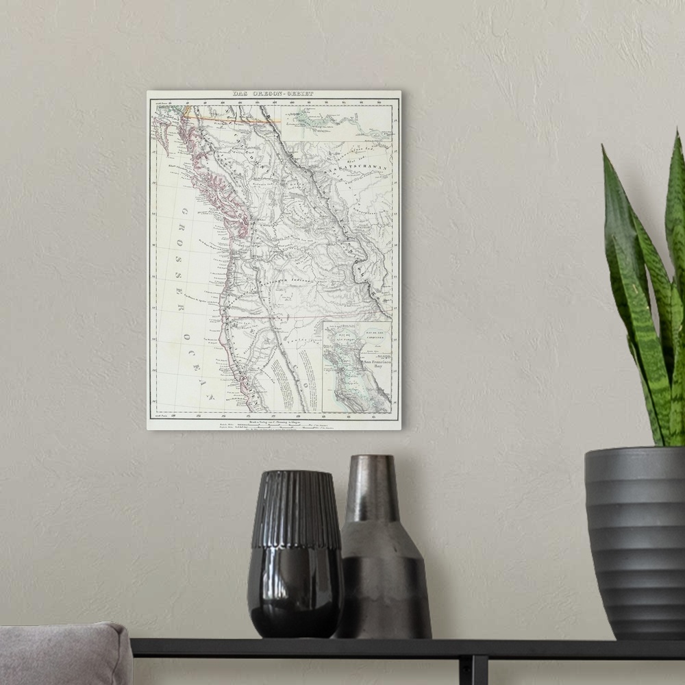 A modern room featuring Map of Pacific Northwest , United States