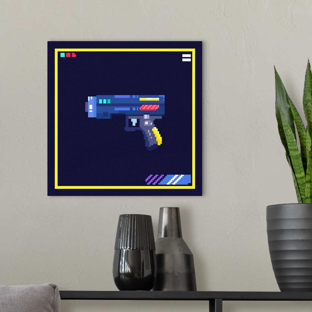 A modern room featuring Retro Cyber Gun Icon