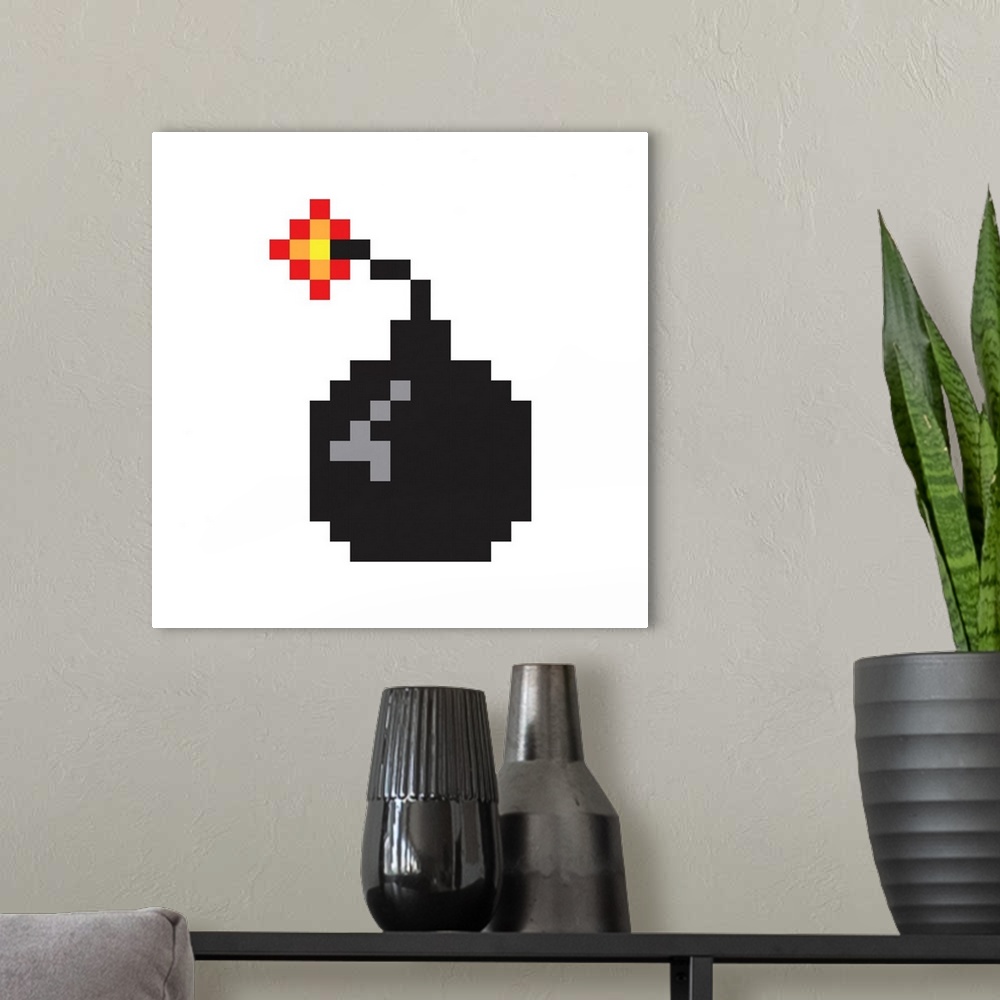 A modern room featuring Retro Gaming Bomb, Pixel Icon
