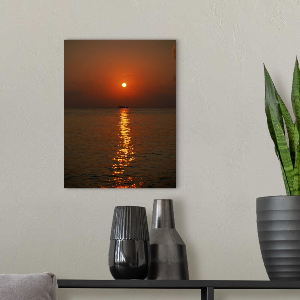 A modern room featuring Sunset and Sea I