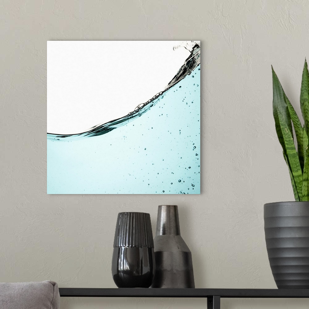 A modern room featuring Water with bubbles on white background