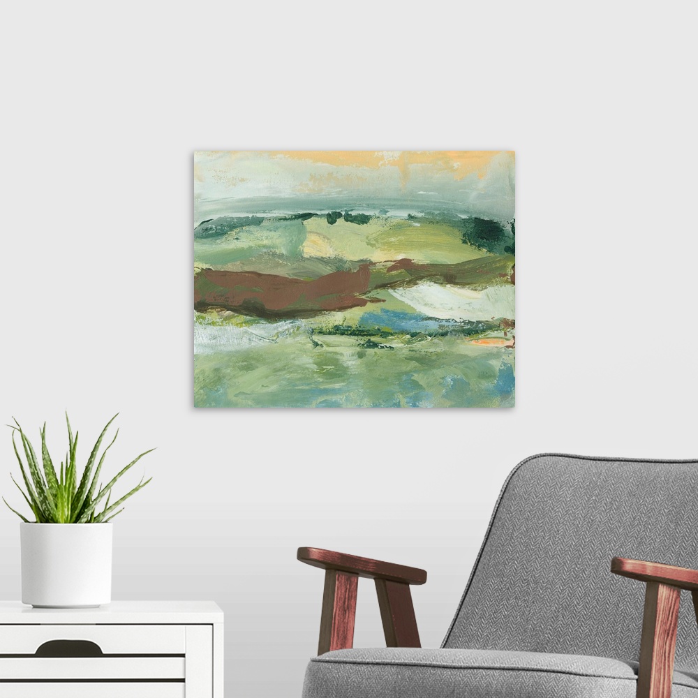 A modern room featuring Landscape Study 18