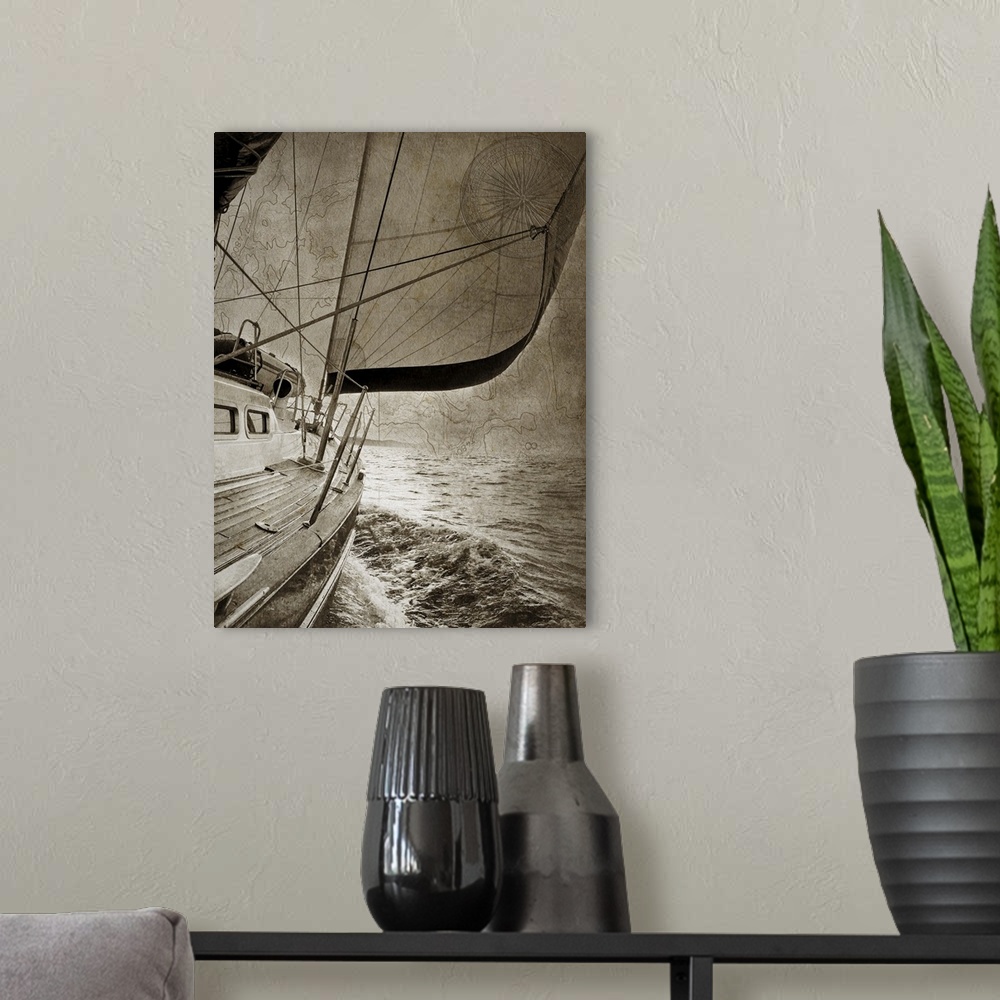 A modern room featuring Sailing in Sepia C