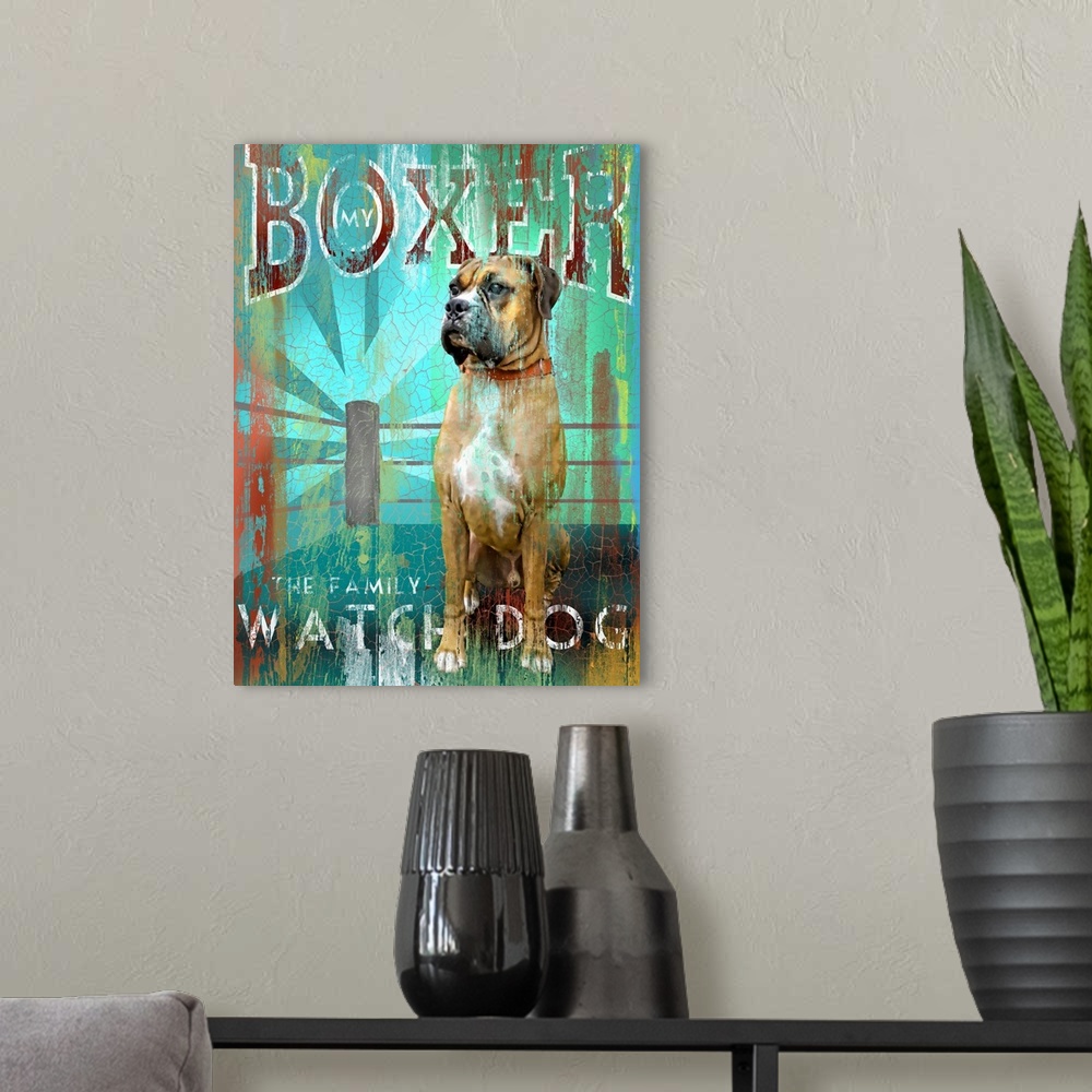 A modern room featuring Boxer No Man